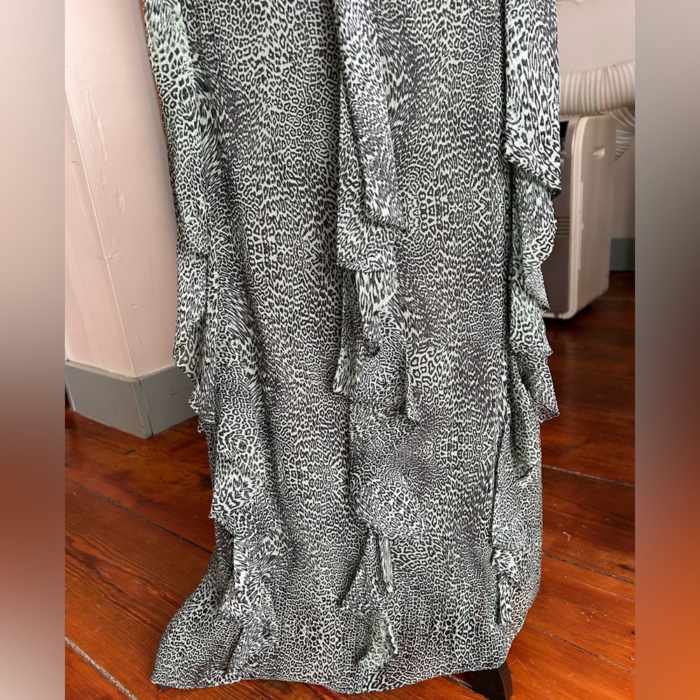 Ramy Brook Grayish Green Leopard Print Maxi Skirt